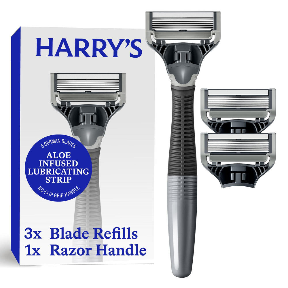 Harry's Original Truman handle close-up showing a textured grip for precise control.