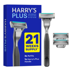 Harry's Plus Onyx handle shown for premium grip and control