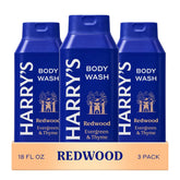 Harry's Redwood gel de ducha en botella, aroma vigorizante para piel limpia.