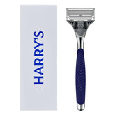 Harry's Winston chrome handle with rubberized grip for precise, controlled shaving.