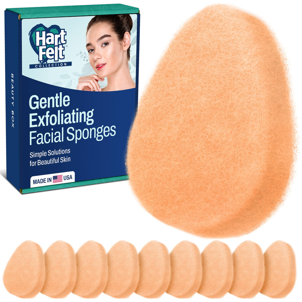 HartFelt Gentle Exfoliating Sponge in packaging for spa-quality facial cleansing.