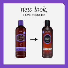 HASK Biotin Boost acondicionador en botella para suavidad y fortalecimiento.