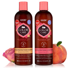Champú HASK para color: botella elegante protege el cabello teñido.