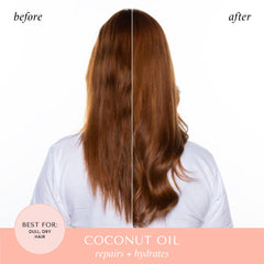 HASK 5-in-1 spray mist on dry hair for frizz control and shine.