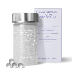 HAUA Hyaluronic PDRN serum bottle showing a hydrating, skin-plumping routine