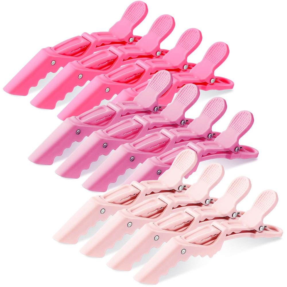 Havawish 12-pcs pink alligator clips secure hair during styling sessions.