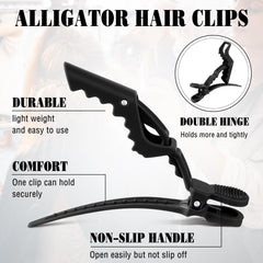 Pinzas para cabello Havawish cocodilo negro, diseño antideslizante que evita deslizamientos.