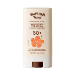 Hawaiian Tropic Stick SPF60, aplicación facial sin rastro blanco y hidratación prolongada.