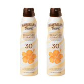 Hawaiian Tropic Weightless Hydration bottle front view with quick, invisible protection.