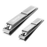 HAWATOUR nail clippers set in tin case for organized storage and quick access.