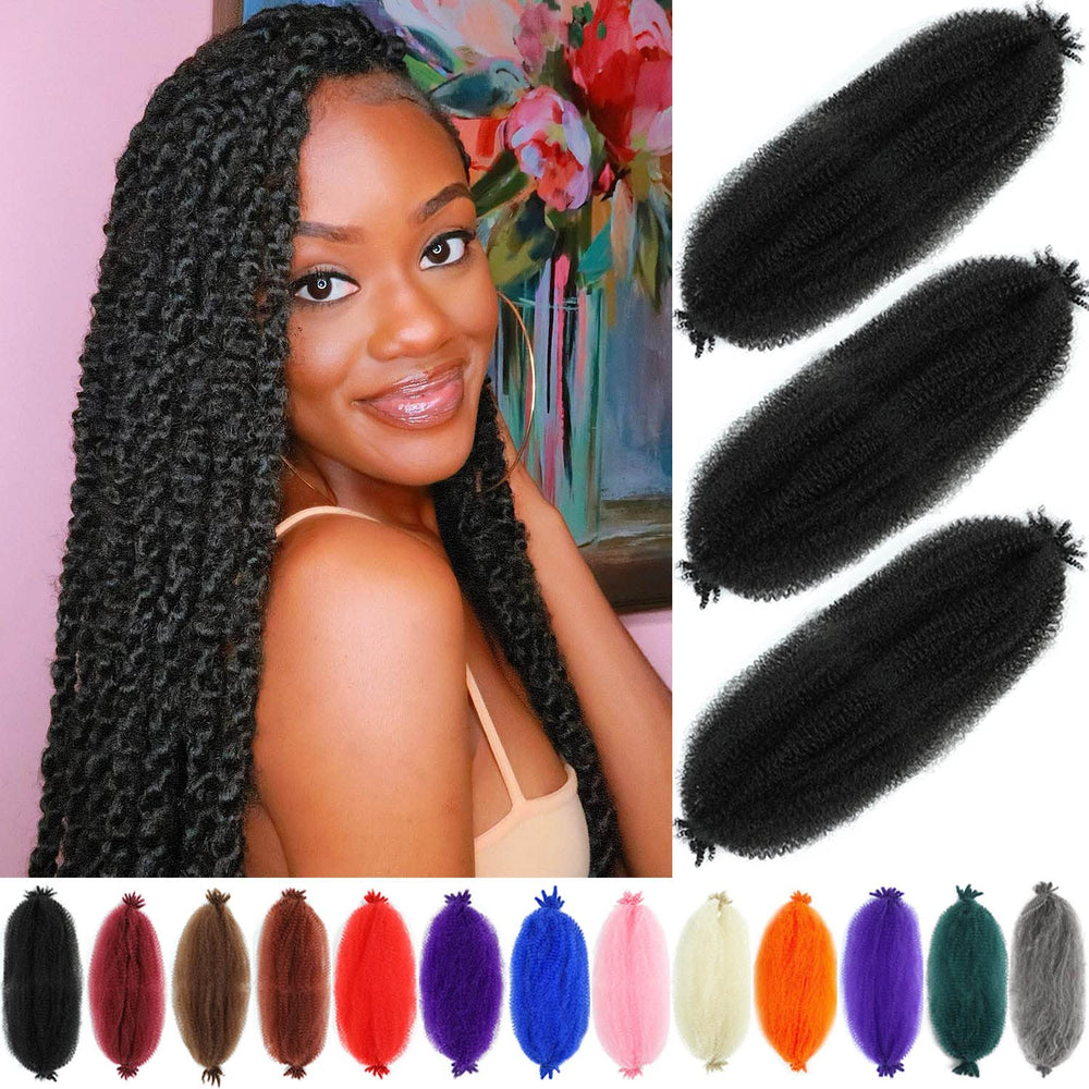 Hbegant Afro Twist 24in 3-pack dense curls for voluminous styles.