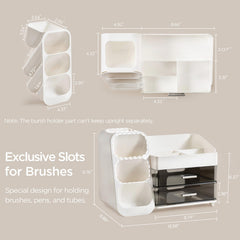 Two drawers in the HBlife makeup organizer provide compact storage for lipsticks.