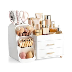 HBlife makeup organizer with left brush slots keeps brushes within reach for quick routines.