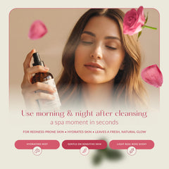 HBNO agua de rosas orgánica, niebla facial, calma y equilibra la piel.