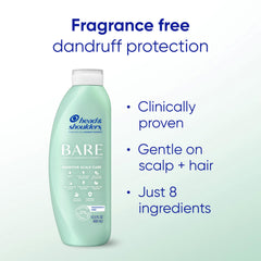 Head & Shoulders BARE eco bottle close-up emphasizing 45% less plastic per mL