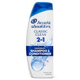 Head & Shoulders Classic Clean 2in1 bottle shown for convenient dandruff protection and clean feel.