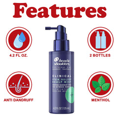Head & Shoulders Itch Relief spray nozzle demonstrating direct scalp application.