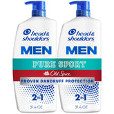 Head and Shoulders Old Spice Pure Sport 2-in-1 bottles front, showing refreshing lemon-lime scent.
