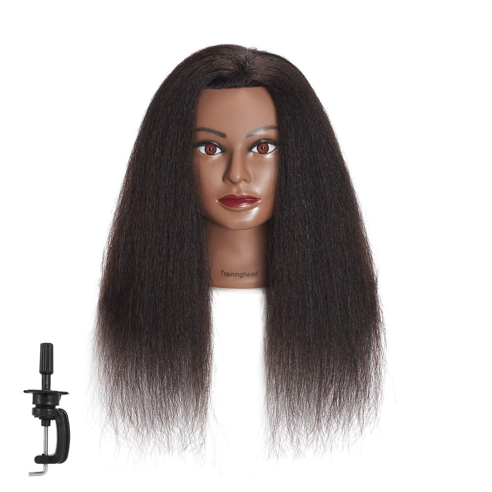 Headwinn Traininghead with 16-inch real hair in black for versatile practice.