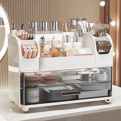 Heaime makeup organizer with drawers keeps vanity cosmetics neatly organized