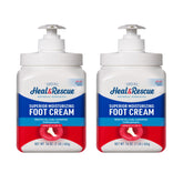 Heal&Rescue crema para pies en botellas de 16 oz, hidratación profunda sin grasa.