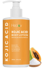 Healov Kojic Acid Lotion, bote frontal, ilumina tono uniforme de la piel.