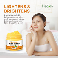 Healov Turmeric Face Cream texture swatch highlighting creamy whipped texture for smooth skin.