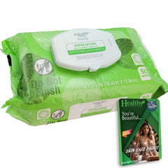 Healthy Surplus Equate toallitas exfoliantes húmedas, empaque compacto para uso diario.