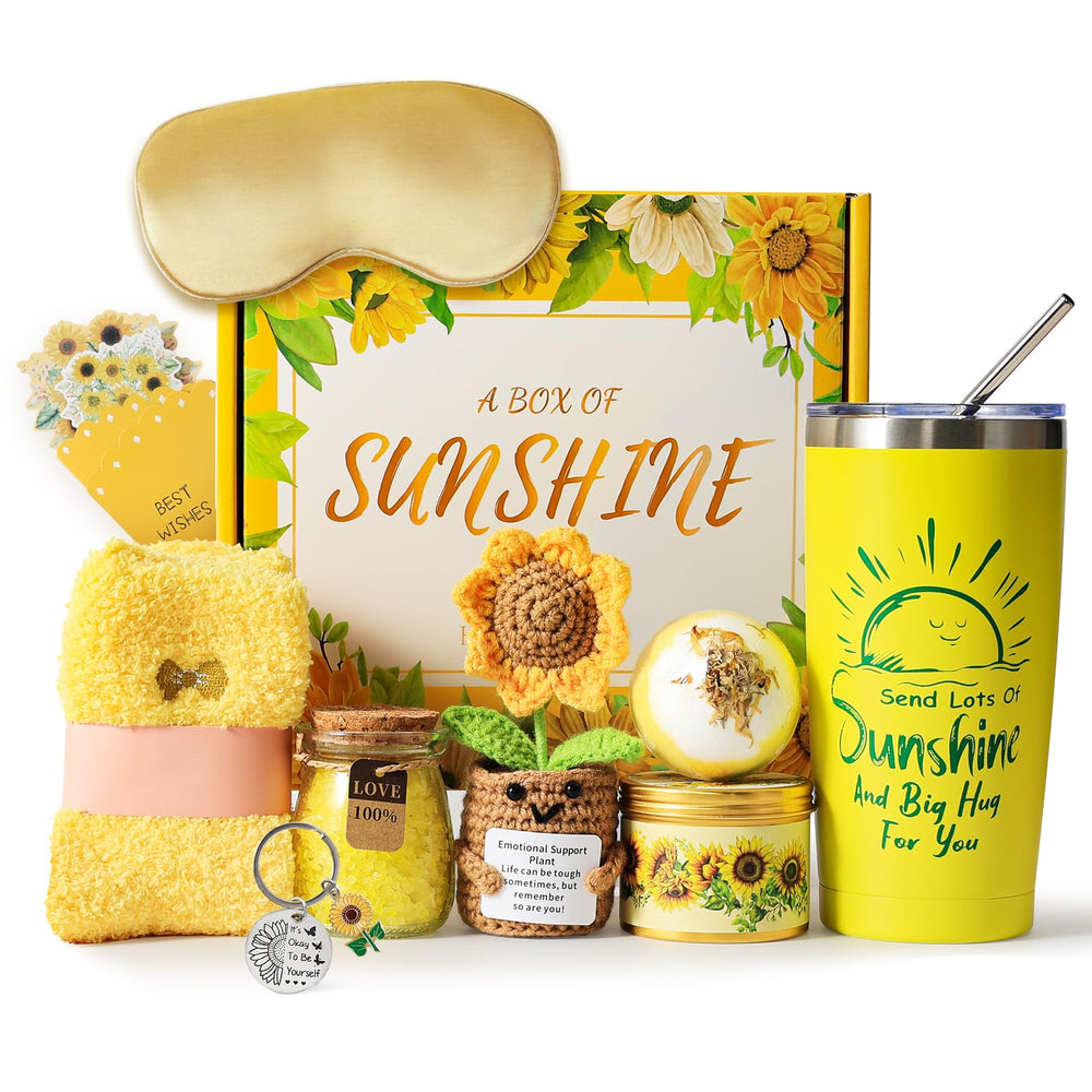 HeartLuxe Sunshine Gift Box contents show the 10 essentials for a relaxing home ritual