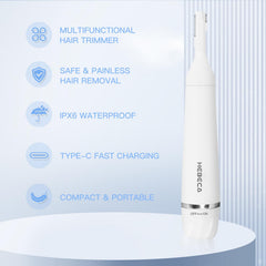 HEBECA nose and ear trimmer with dual-edge blades for safe trimming.