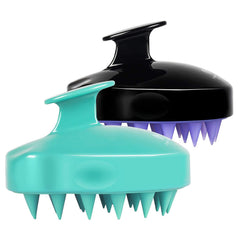 HEETA green scalp massager brush angle with ergonomic grip for shower use