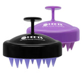 HEETA scalp massager 2-pack in shower with soft silicone bristles for deep cleanse.