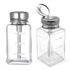 La HEHIPLE botella con dispensador de vidrio 180 ml para desmaquillante y lociones.