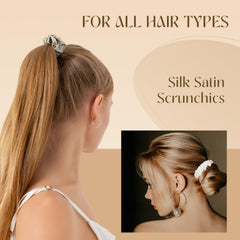 Helamvly gomas para cabello seda satin, detalle muestra elástico reforzado para moños firmes.