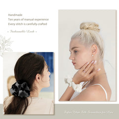 Helamvly gomas satén jumbo blanco, acabado lujoso para peinados elegantes.