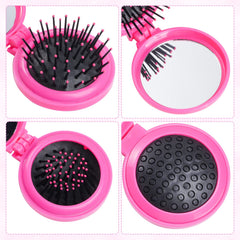 Heliltd mini pop-up brush with mirror, quick knot detangling anytime.
