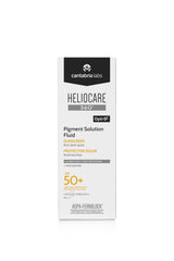 Heliocare 360 Pigment Solution Fluid SPF50 application close-up showing smooth texture.