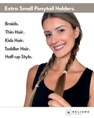 Heliums dark brown mini tie helps kids' ponytails stay neat.