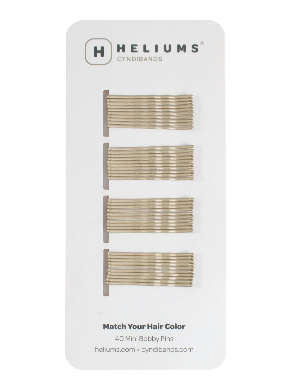 Heliums pinzas mini Rubio Ceniza, 40 unidades, ajuste suave para cabello fino.