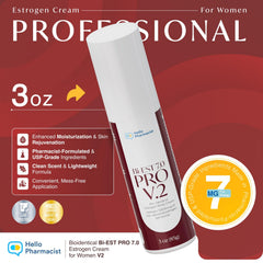 HelloPharmacist BiEst 7.0 PRO V2 cream swirl shows rich, fragrance-free texture.