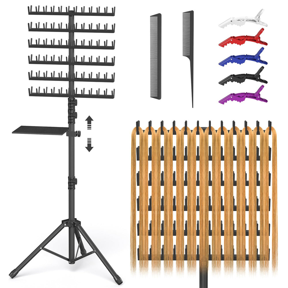 Hemndic Braiding Hair Rack side view with 144 pegs for organized braiding sessions.