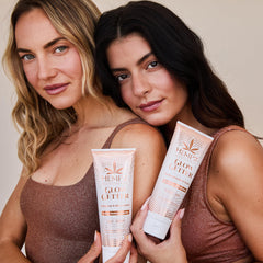 Piel hidratada con Hempz bronceado gradual para acabado uniforme.