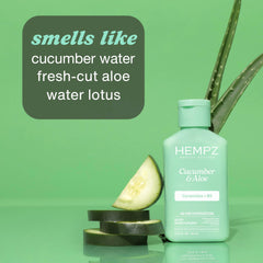 Hempz crema corporal pepino aloe, ingredientes cítricos para un aspecto más radiante.