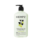 Hempz crema corporal te verde y pera asiatica para piel suave y nutrida.
