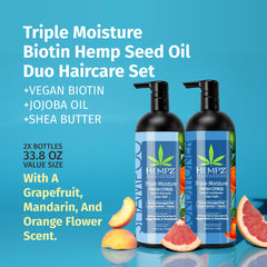 HEMPZ Grapefruit & Peach conditioner bottle illustrating smoothing and moisture.