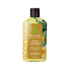 Hempz Jabon Cuerpo Original Floral Banana, botella, hidratación suave para piel sensible.
