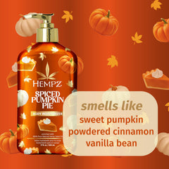 Hempz con manteca de karité y extracto de semilla de calabaza nutre la piel.