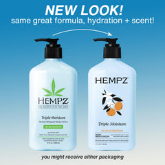 Hempz Manteca de karité y aceite de almendra dulce, antioxidantes y firmeza para la piel.