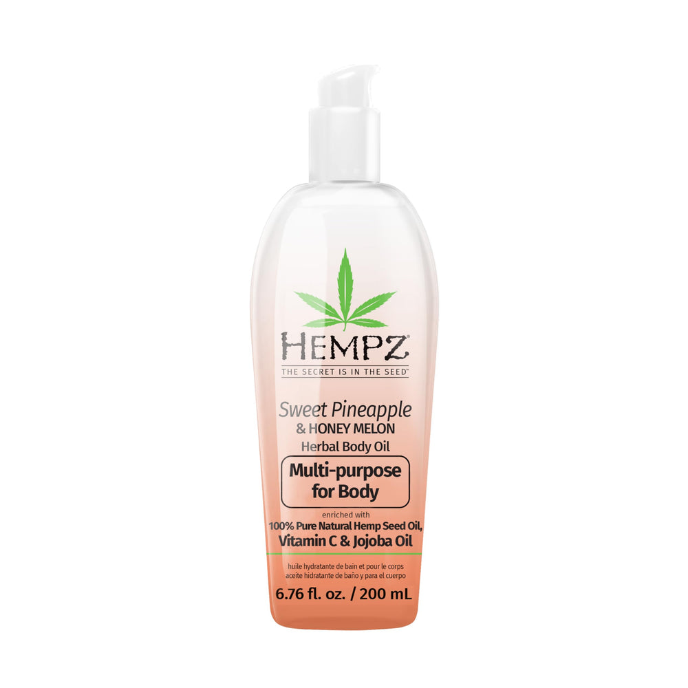 Hempz Sweet Pineapple & Honey Melon oil bottle for lightweight hydration