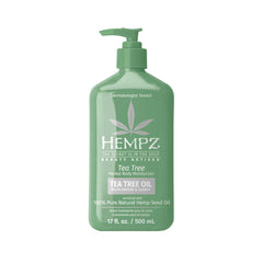 Hempz Tea Tree Herbal Body Moisturizer bottle showing product for moisturized skin